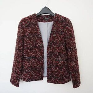 Ann Taylor Burgundy Red & Black Marble Wool Blend Blazer - Size XS